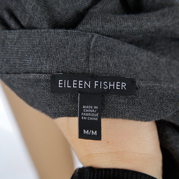 Eileen Fisher Belted Gray Open Cardigan Tencel Cotton Silk Women's Medium - Picture 10 of 11
